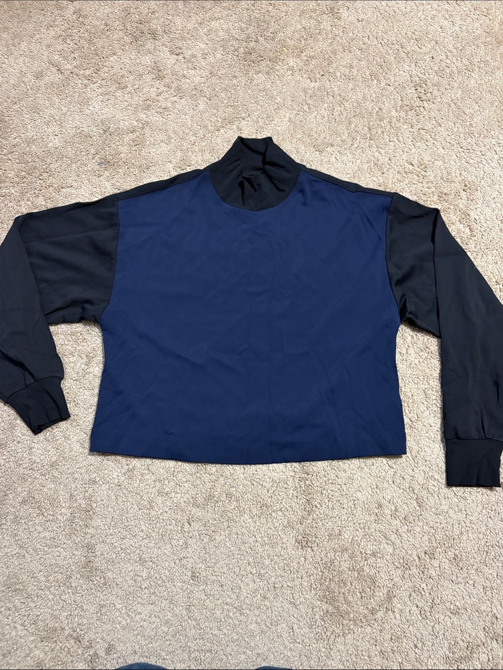 Athleta Shirt Womens XS Blue Black Seamless Turtleneck Active Yoga Workout